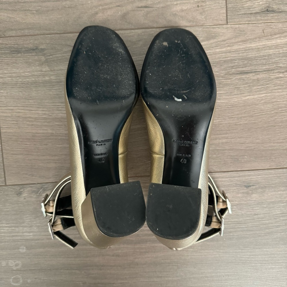 Saint Laurent Babies Double Ankle Strap Pump Metallic Gold - Picture 3 of 10